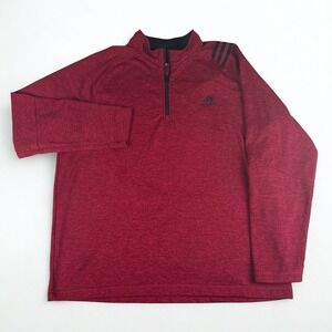 Adidas Quarter Zip Pullover Mens XL Red Golf Training Athletic Layer Sporty Top